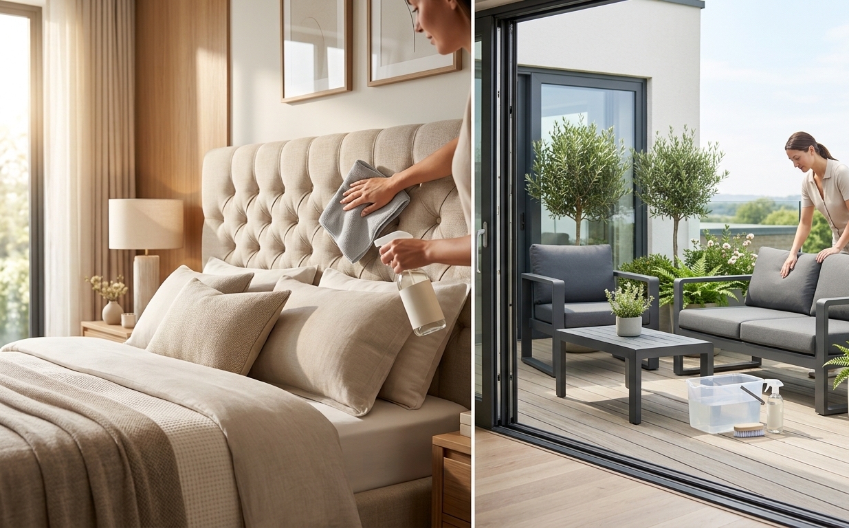 Dissemblances entre le nettoyage d’une tête de lit et d’un meuble de jardin en resine